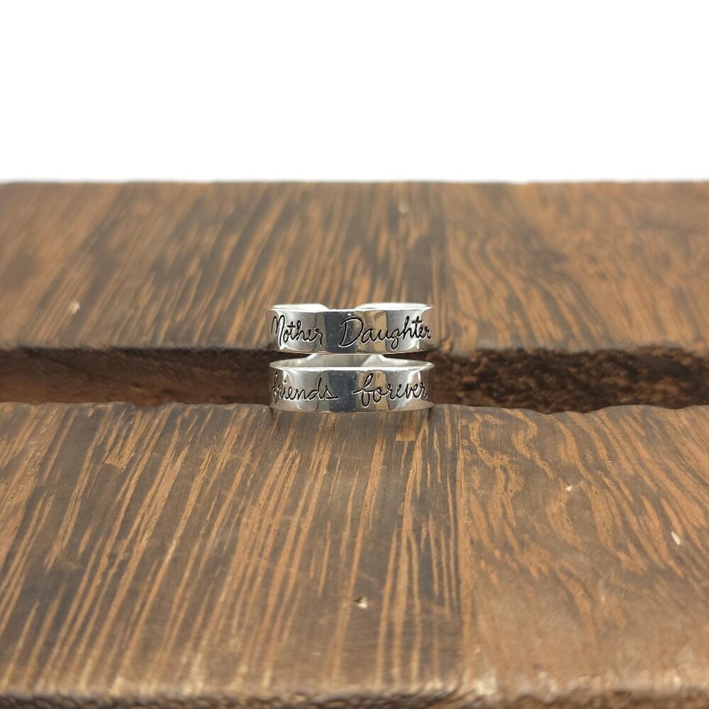 Size 6.75 Sterling Silver Mother Daughter Friends Forever Ring A1519
